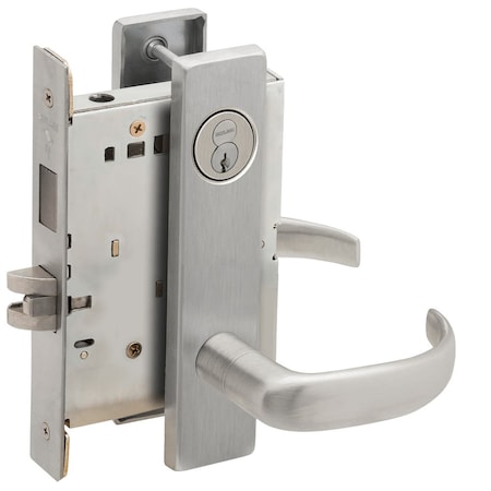Schlage Dormitory Mortise Lock with Deadbolt, 17L Design, FSIC Core, Satin Chrome L9473R 17L 626